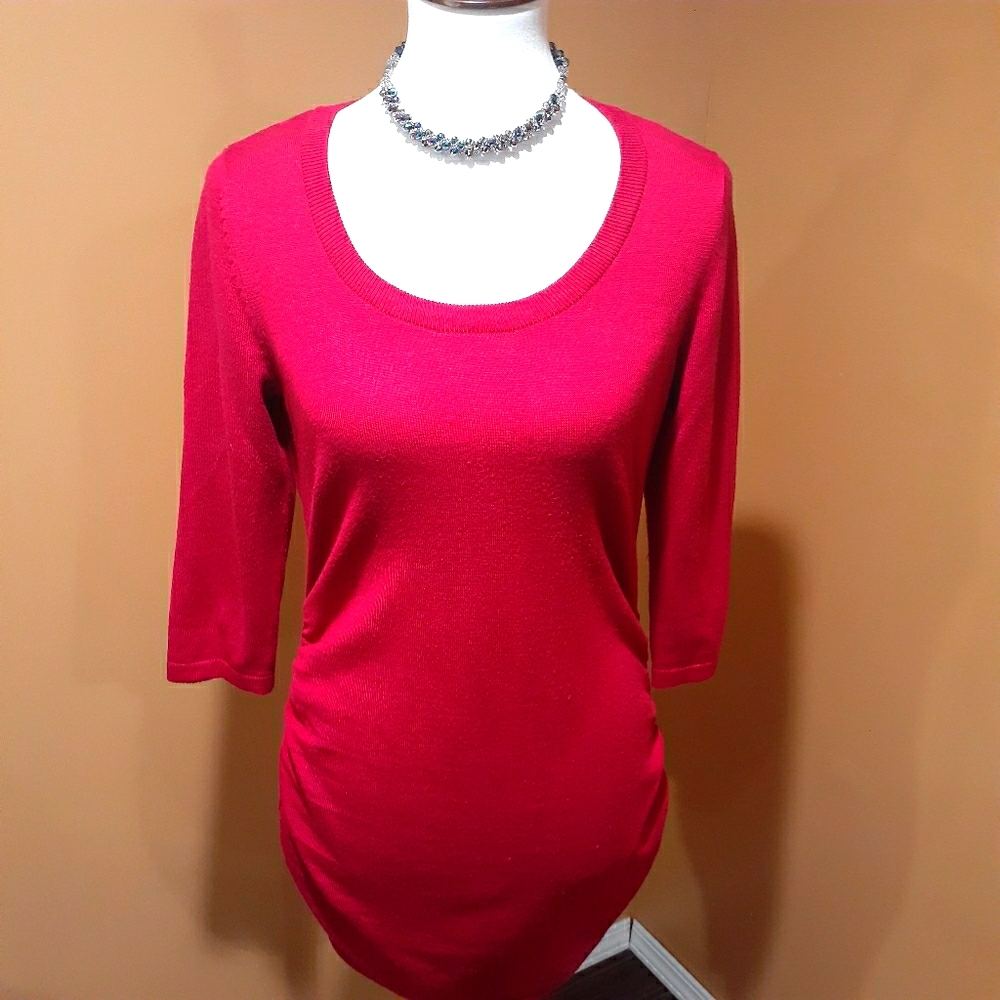 Fuchia Pink Scoop-neck Long-sleeved Sweater